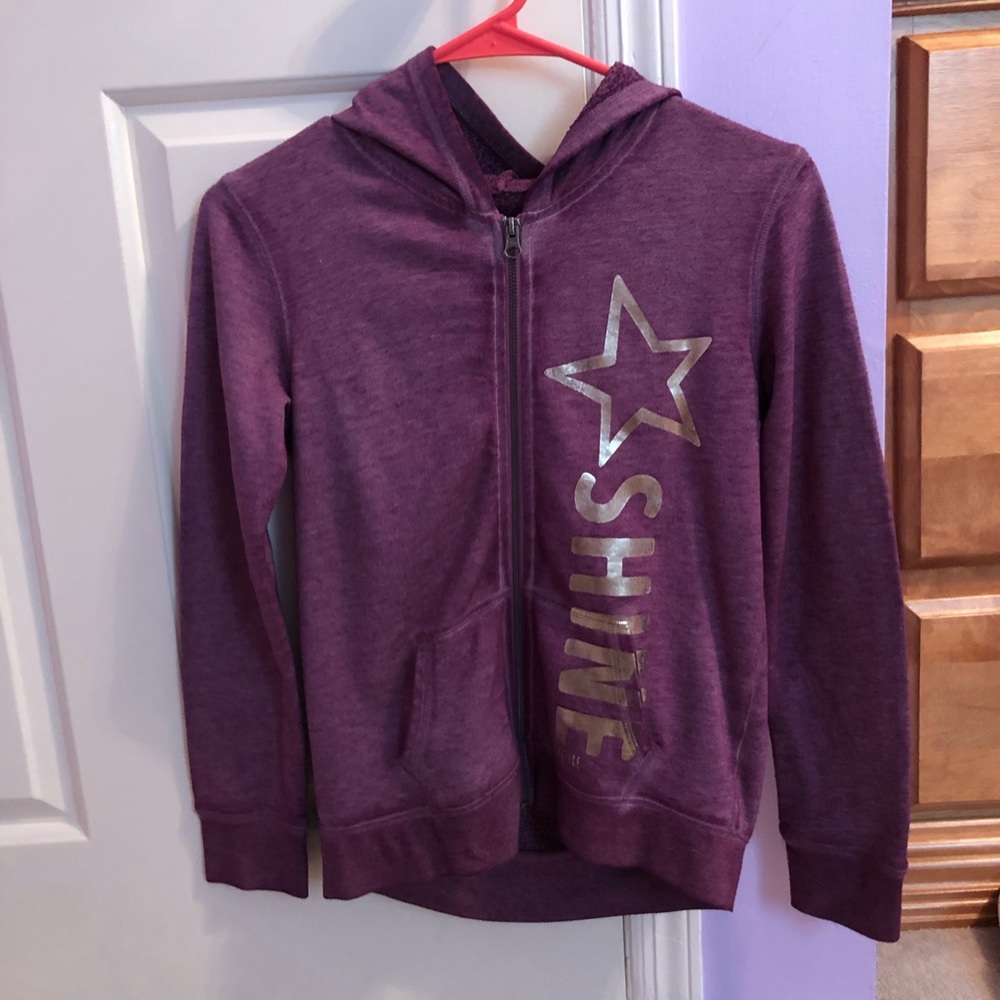 Purple, zip-up sweatshirt